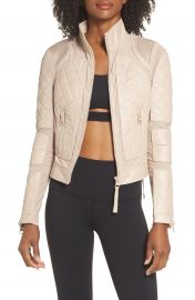 Blanc Noir Leather  amp  Mesh Moto Jacket at Nordstrom